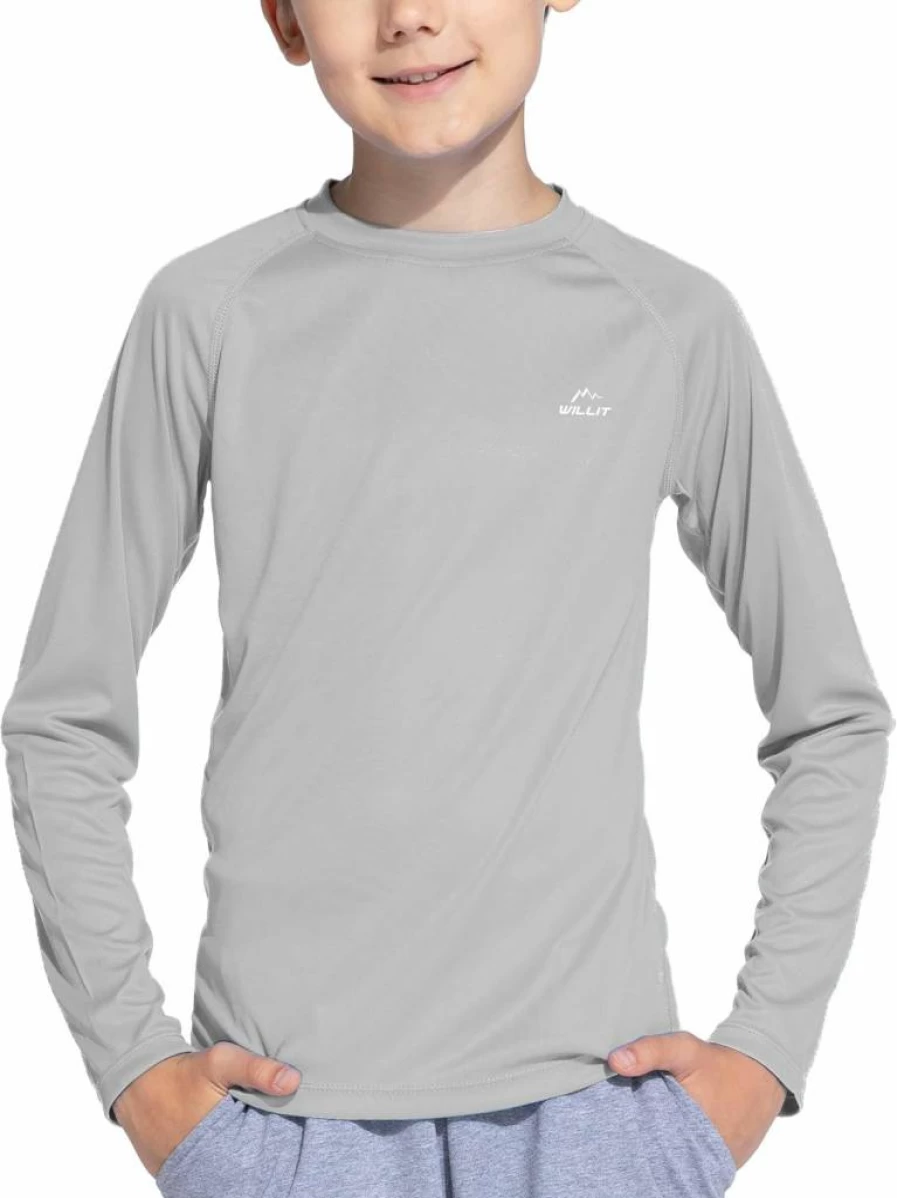 Willit Boys UPF 50+ Sun Protection Long Sleeve Rash Guard Swim Shirt - Youth SPF Quick Dry Fishing Shirt