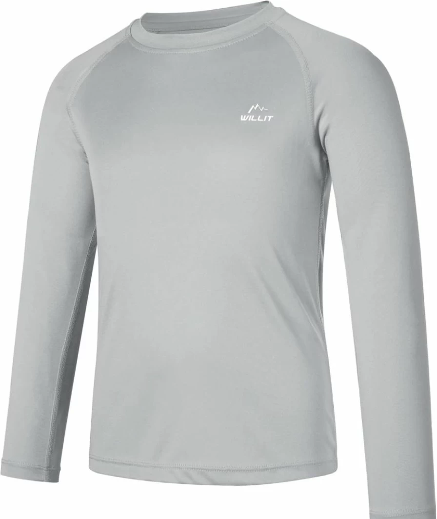 Willit Boys UPF 50+ Sun Protection Long Sleeve Rash Guard Swim Shirt - Youth SPF Quick Dry Fishing Shirt