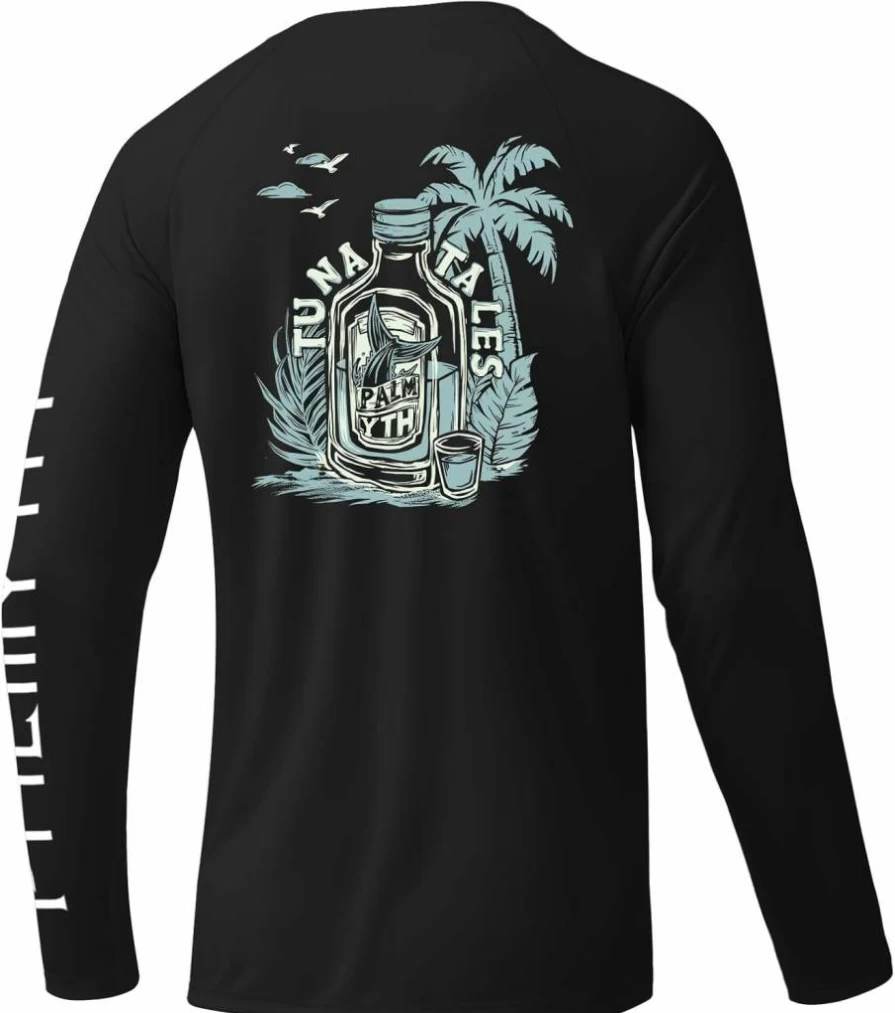 Palmyth Men's UPF 50+ Long Sleeve Fishing Shirt - Sun Protection UV Performance Tee for Outdoor Activities