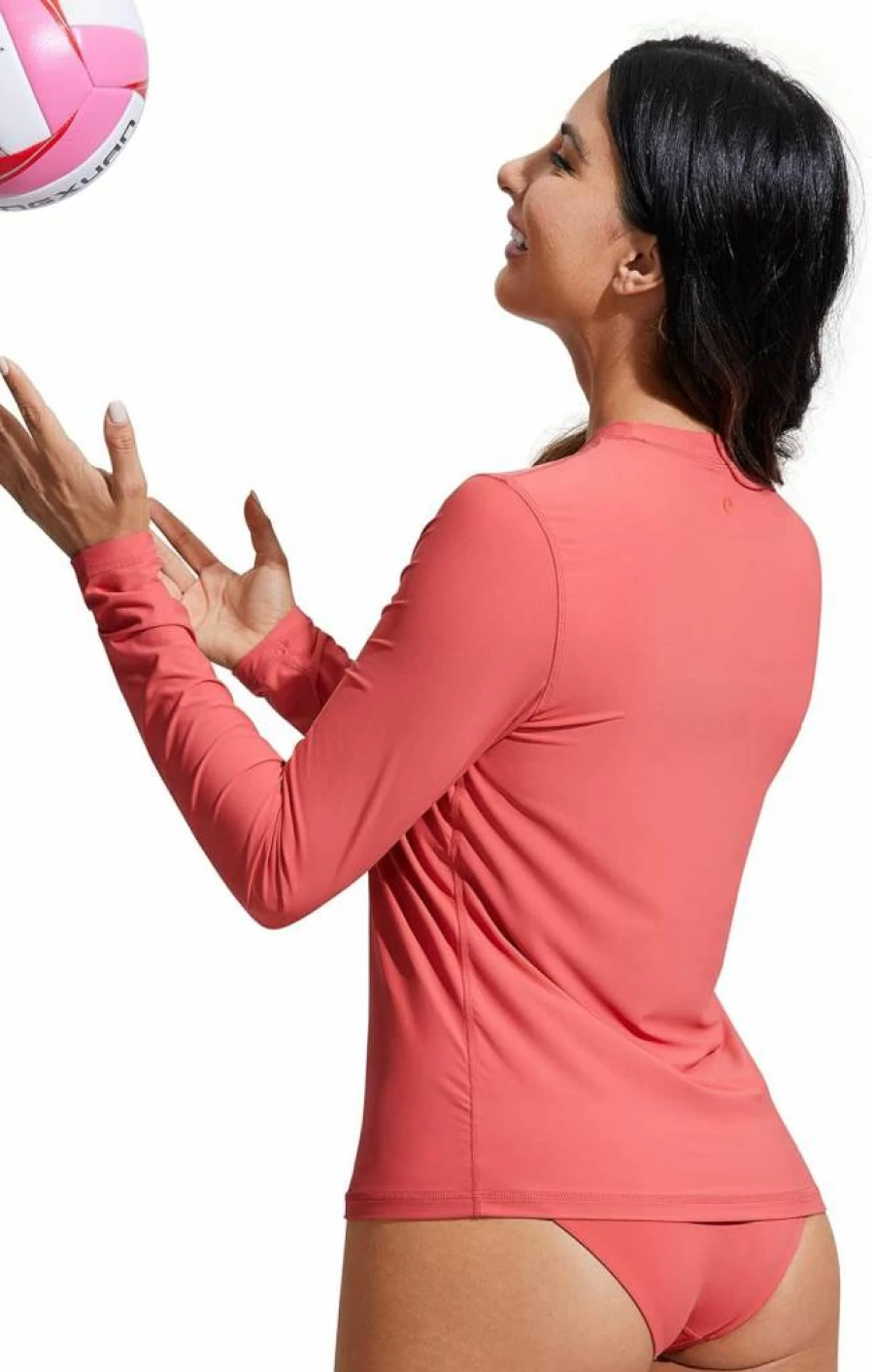 CRZ YOGA Women's UPF 50+ Long Sleeve Rash Guard - High Neck Sun Protection Shirt for Surfing, Swimming & Outdoor Activities