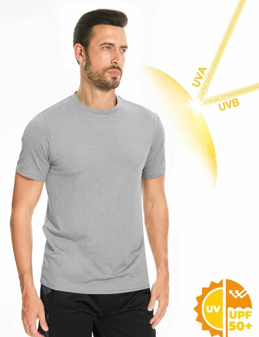 JumGear-Life Men's 5 Pack Dry Fit T-Shirts for Gym, Running & Swimming - UPF 50 UV Protection, Moisture Wicking, Quick Dry, Crew Neck, Polyester, Summer Casual Workout Tees