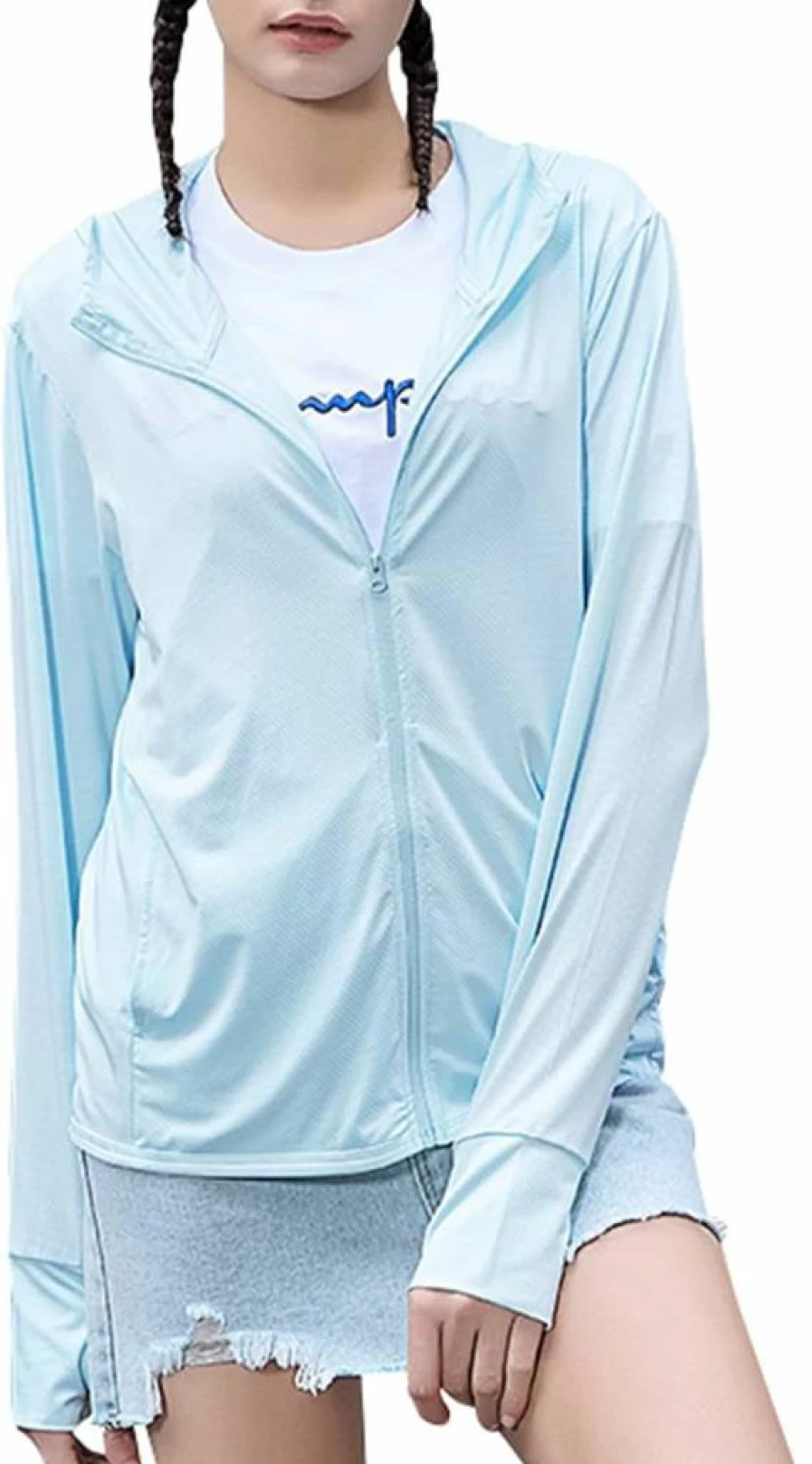 American Trends Women's UPF 50+ UV Protection Lightweight Zip-Up Hoodie for Hiking & Outdoor Sun Shirt