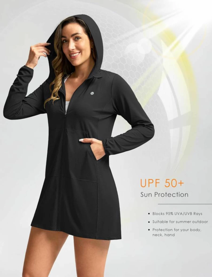 G Gradual Women's UPF 50+ Sun Protection Hoodie - Lightweight Beach Cover Up Jacket with Long Sleeves for Swimwear