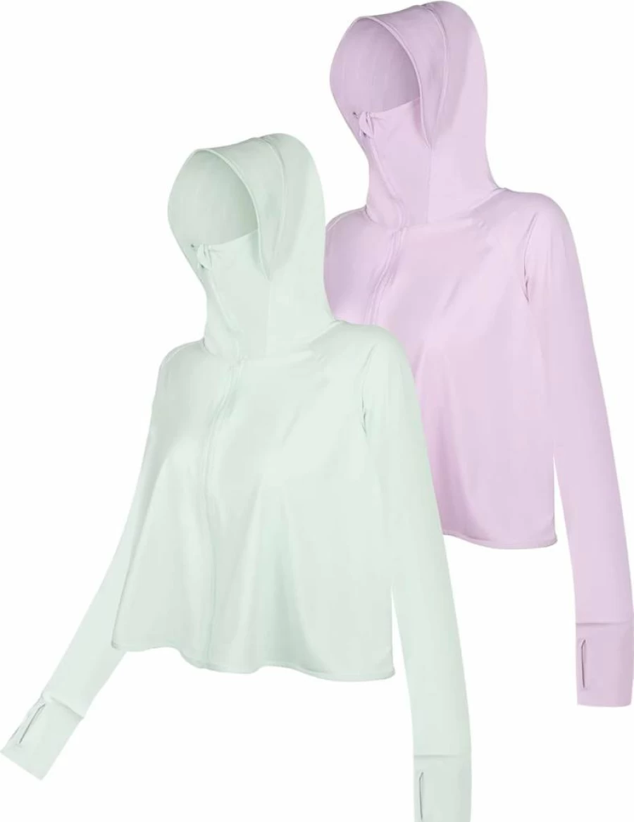 Hercicy Women's UV Protection Zip-Up Hoodie Jacket – 2-Piece Sun Blocking Outdoor Clothing Set