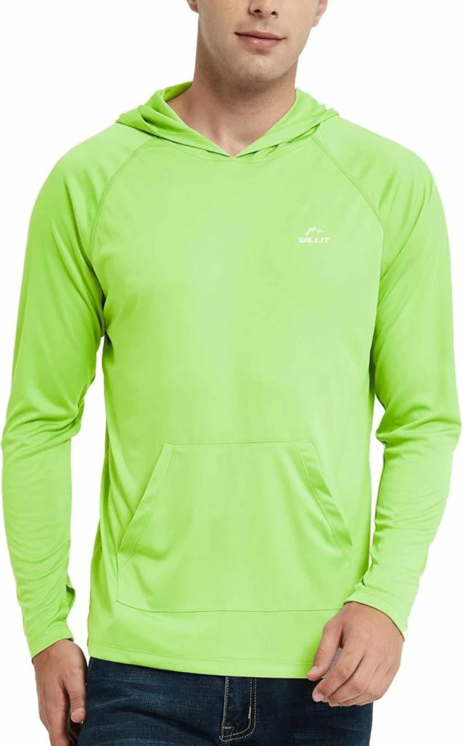 Willit Men's UPF 50+ Sun Protection Hoodie - Lightweight Long Sleeve Rash Guard with Pocket for Fishing & Outdoor Activities