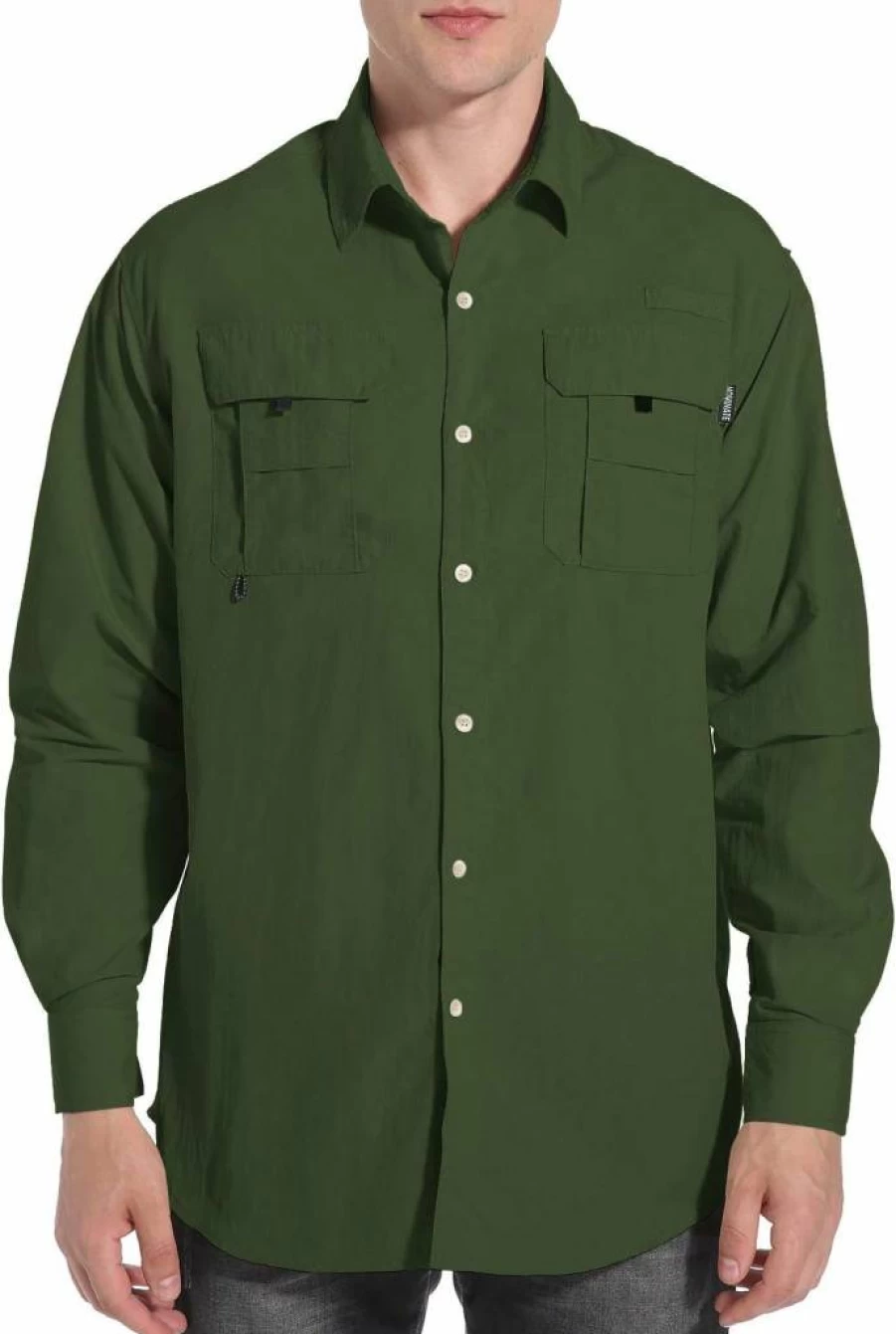 NOMINATE Men's UPF 50+ Long Sleeve Fishing Shirt - Quick Dry Lightweight Sun Protection Shirt for Hiking & Outdoor Activities