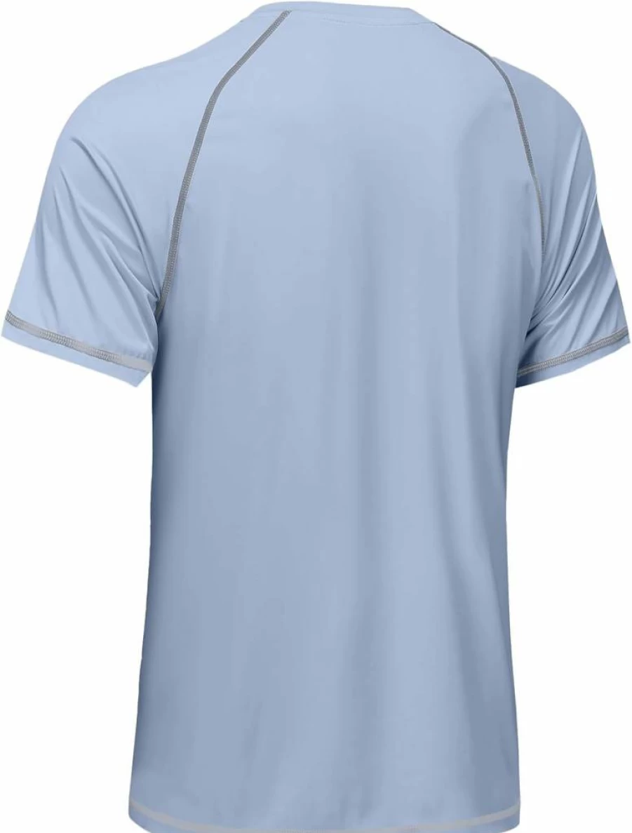 Riverruns Men's UPF 50+ UV Protection Quick Dry Swim Shirt Short Sleeve Rash Guard for Swimming Fishing Beach Water Sports