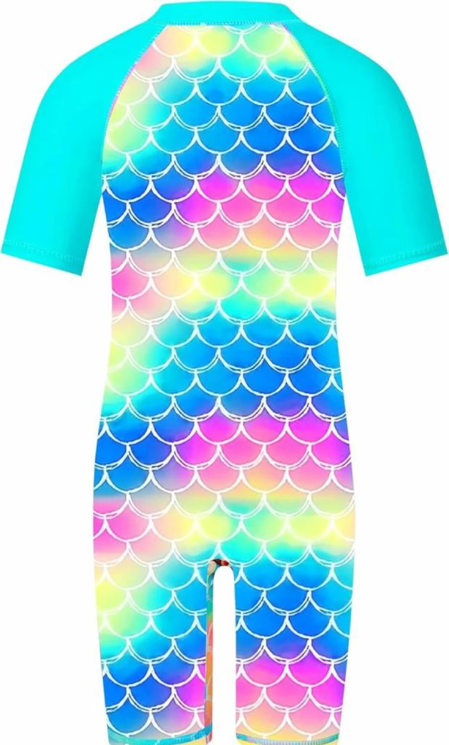 TFJH E Girls' UPF 50+ One-Piece Swimsuits with Zipper for Ages 2-14 Years, Short Sleeve UV Protection Bathing Suits