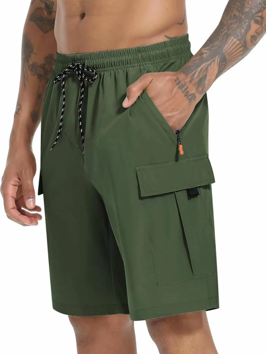 INNERBUT Men's Lightweight Quick-Dry Stretch Cargo Hiking Shorts with 5 Pockets - Breathable Outdoor Adventure Shorts for Men