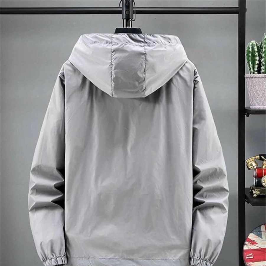 AZRIAN Men's Plus Size UV Protection Full Zip Hoodie Windbreaker - Lightweight Breathable Sun Shirt with Pockets for Outdoor Activities