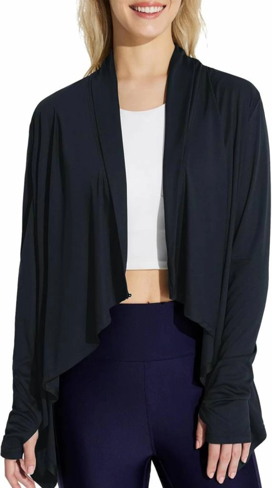 Baleaf Women's UPF 50+ Lightweight Long Sleeve Open Front Cardigan with Pockets - Sun Protective Beach Cover Up & SPF Wrap