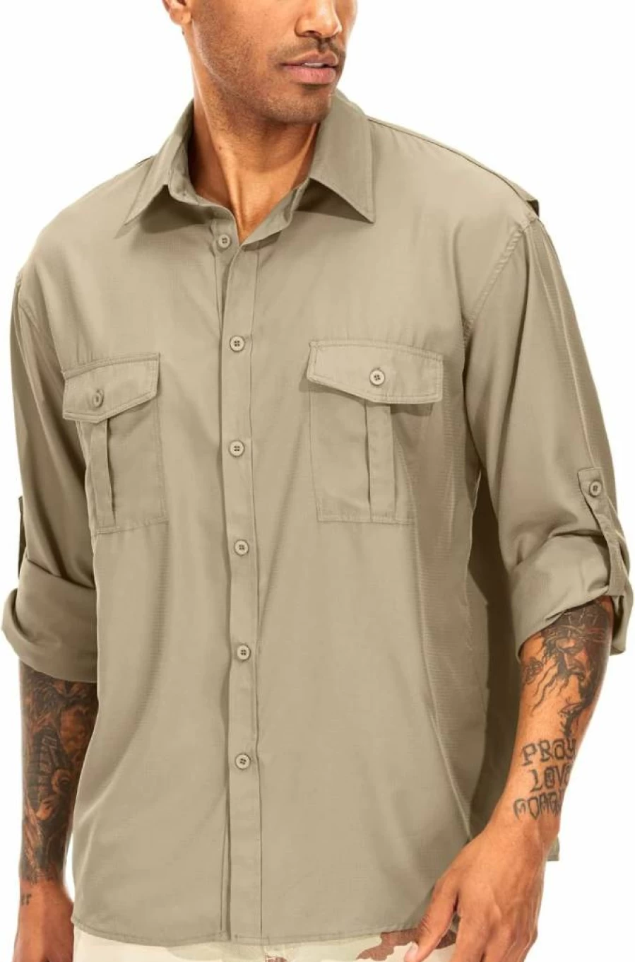 Anteef Men's UPF 50+ Long Sleeve Sun Protection Shirt - Quick Dry Cooling Fishing & Hiking Shirt for Safari, Travel, Outdoor Activities