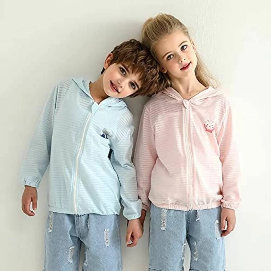 WHYME Toddler Sun Protection Hoodie UV 50+ UPF Kids Sunscreen Jacket Lightweight Summer Breathable Outdoor Coat for Boys & Girls (2-3 Years, Blue)