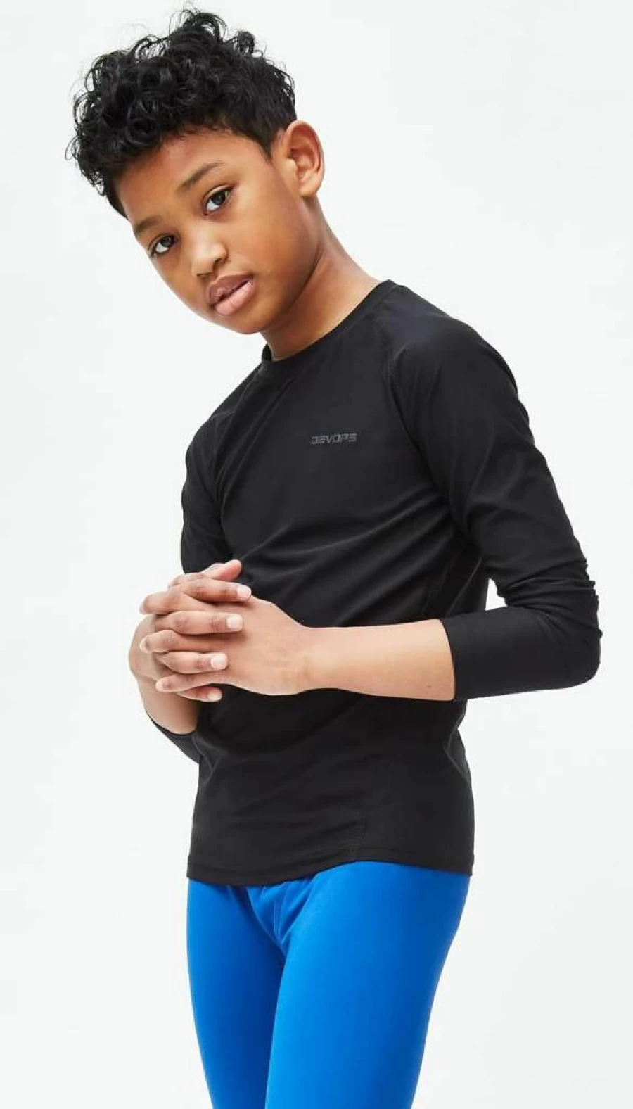 DEVOPS Youth Boys Compression Baselayer Shirts - 2 or 3 Pack Athletic Performance Long Sleeve Tops