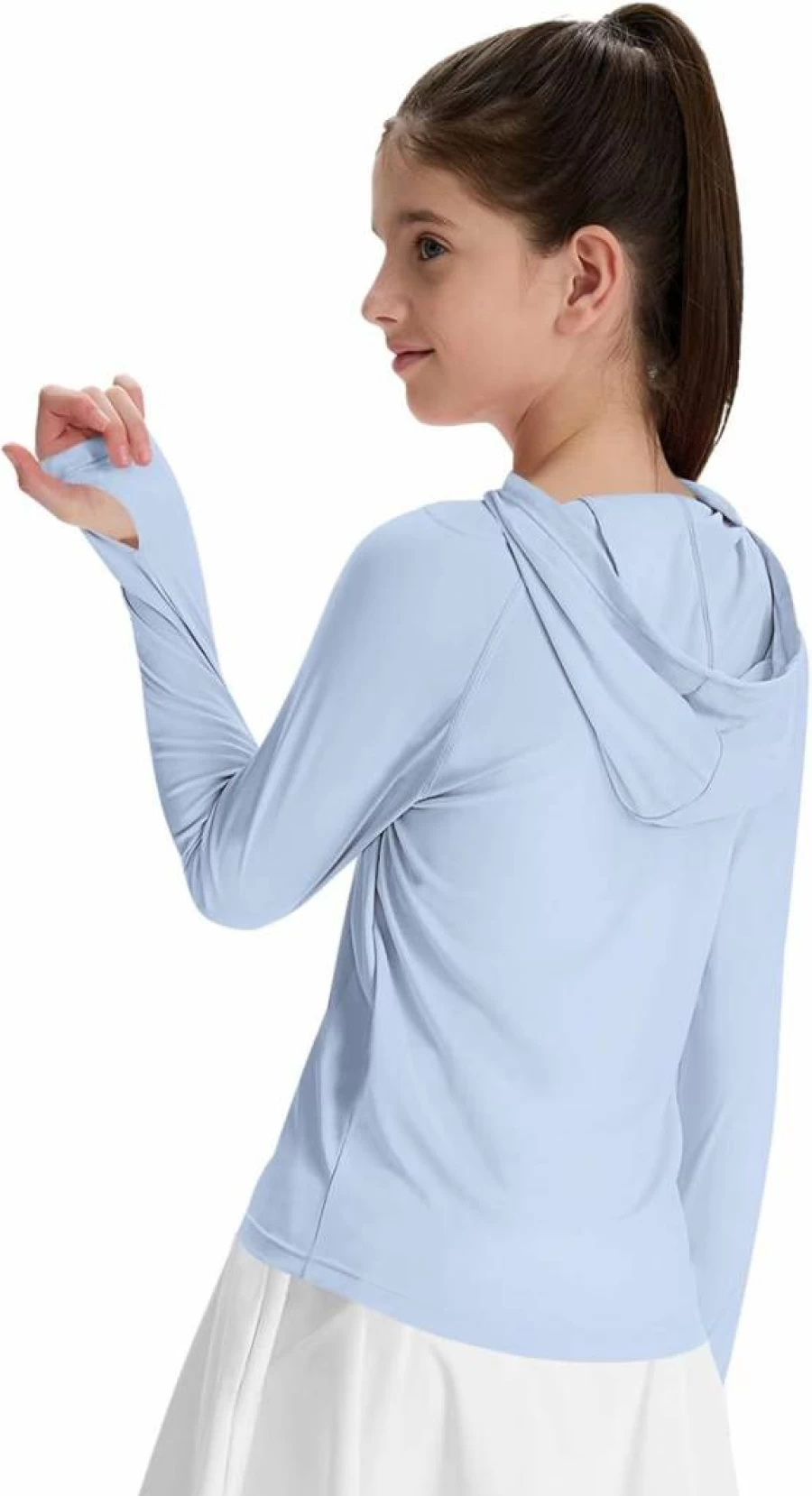 CHALLMOTI Girls UPF 50+ Rash Guard Swim Shirt Hoodie - Long Sleeve UV Protection Sun Shirt, Quick Dry Lightweight Swim Top for Swimming & Beach