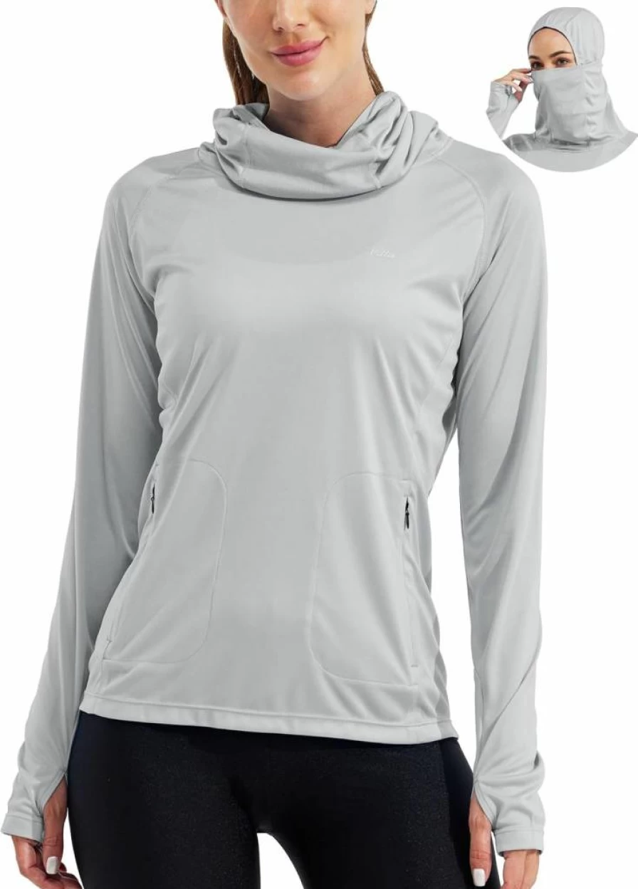 Willit Women's UPF 50+ Sun Protection Hoodie with Face Mask - Lightweight Long Sleeve Shirt for Hiking, Fishing & Outdoor Activities