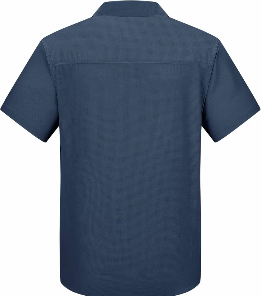 Outdoor Ventures Men's UPF 50 Quick-Dry Fishing Shirt - Lightweight Short Sleeve Button-Down for Hiking, Travel & Safari