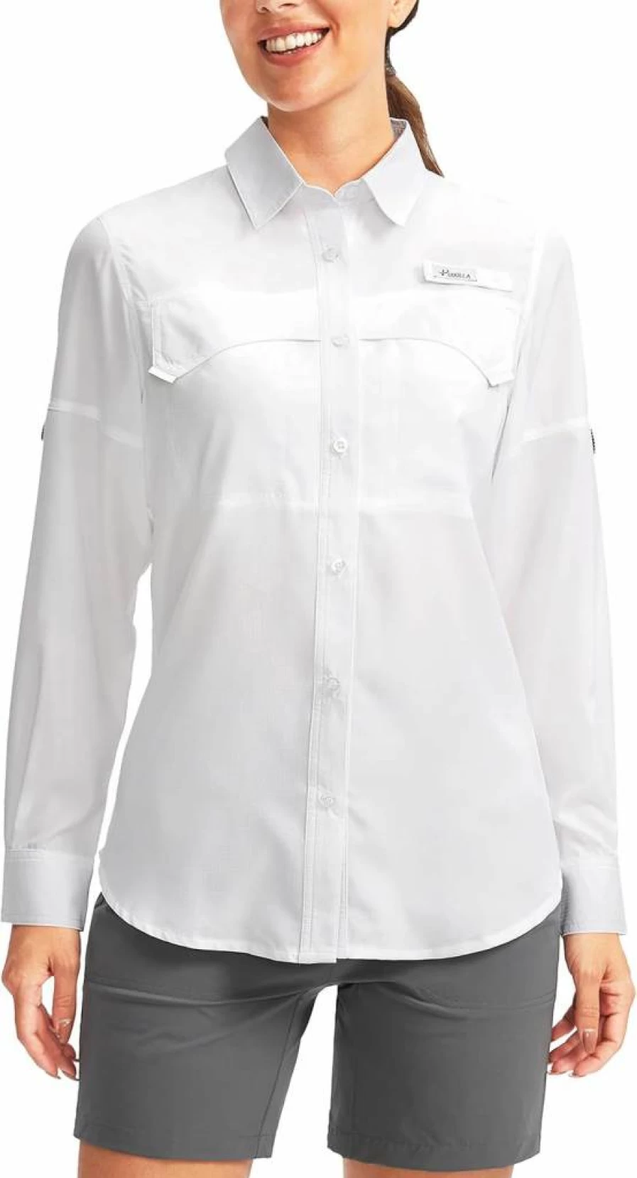 Pudolla Women's UPF 50+ Sun Protection Long Sleeve Shirt - Lightweight UV Blocking Fishing Hiking Safari Travel Shirt