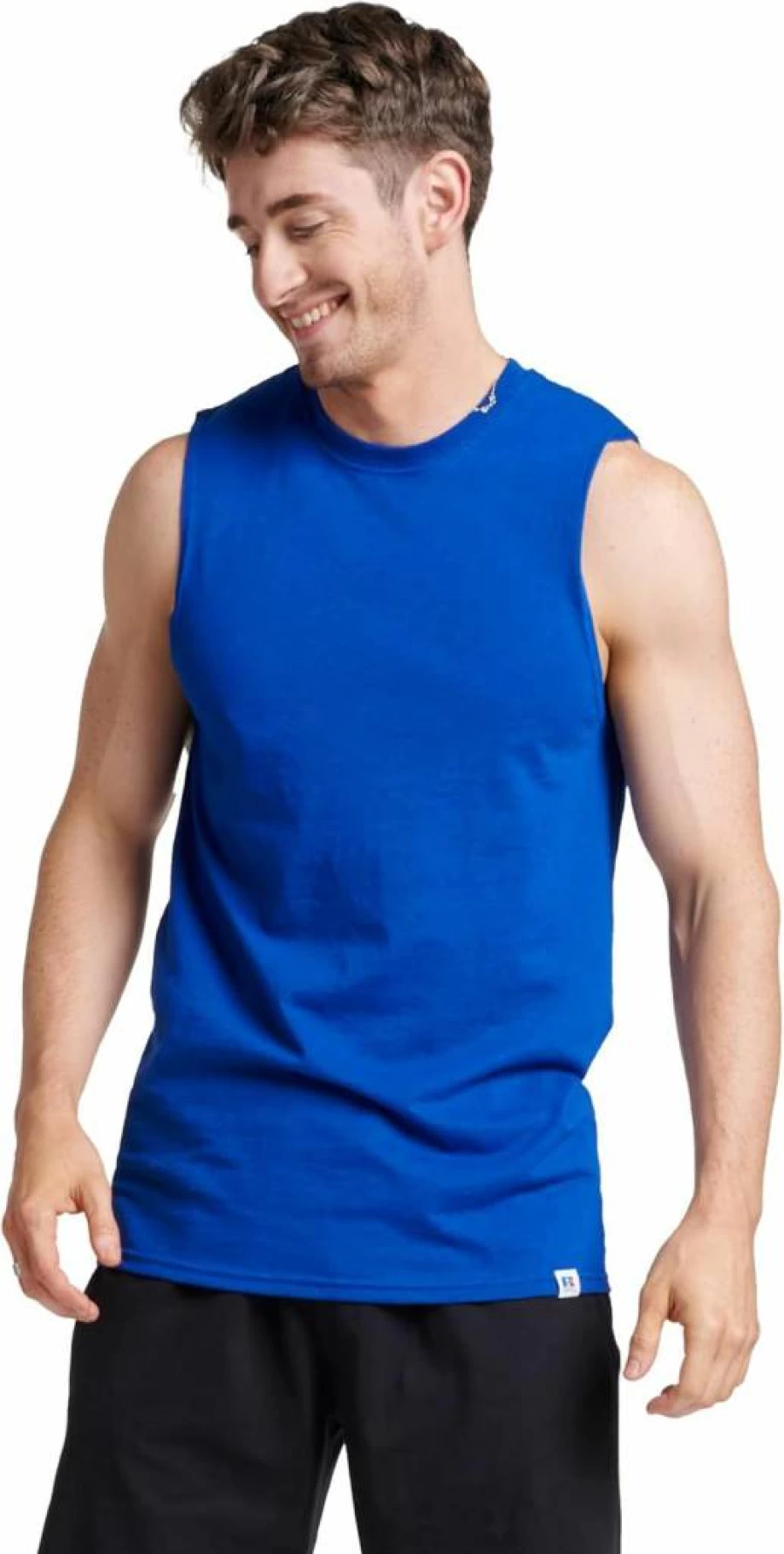 Russell Athletic Men's Sleeveless Muscle Shirt - Moisture Wicking, Odor Control, UPF 30+ (Sizes S-4X) - Dri-Power Cotton Blend Workout Shirt