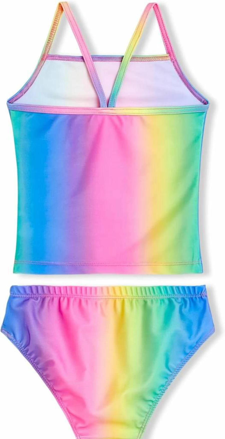 TENVDA Girls Tankini Swimsuits 2-Piece Set Hawaiian Print Sport Bathing Suit for Kids 2-12 Years Beach Pool Swimwear