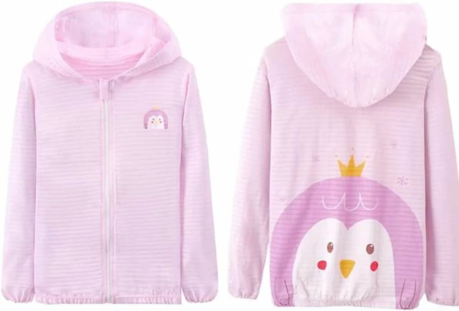 WHYME Kids Sun Protection Hoodie UV Protective Lightweight Summer Jacket for Toddlers 4-5 Years (110cm) - Breathable UPF Coat with Cartoon Design, Purple 4-5T