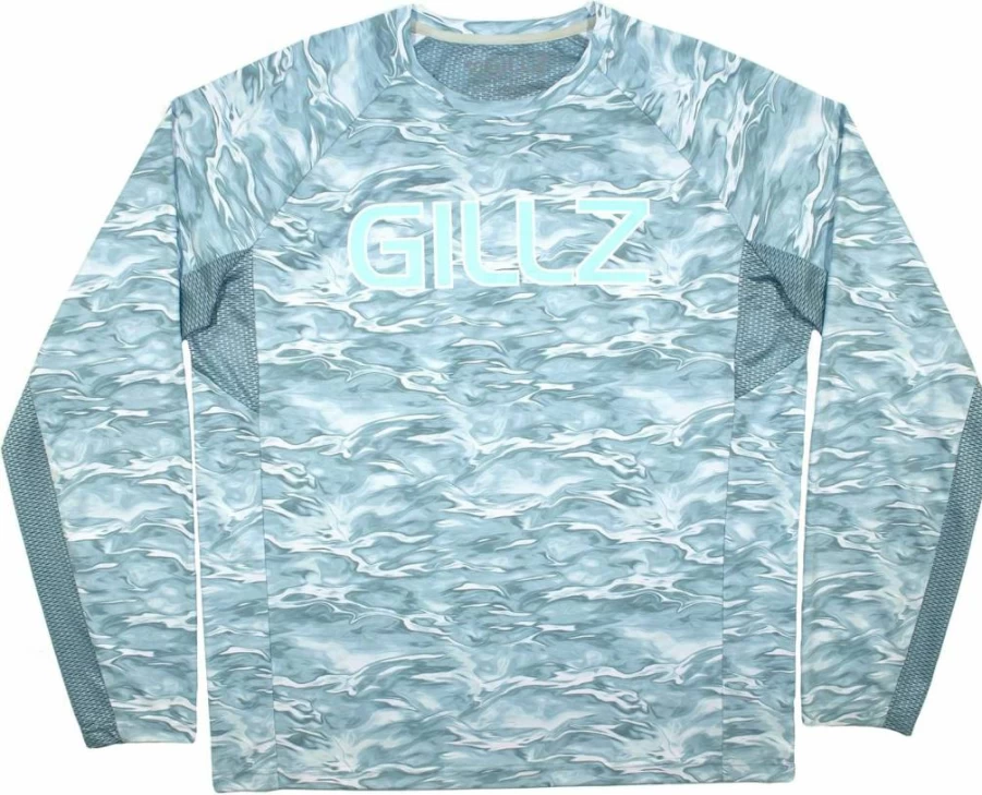 Gillz Men's Tournament Series V2 Fishing Shirt - UPF Sun Protection, Large, Aquatic Waterman Design