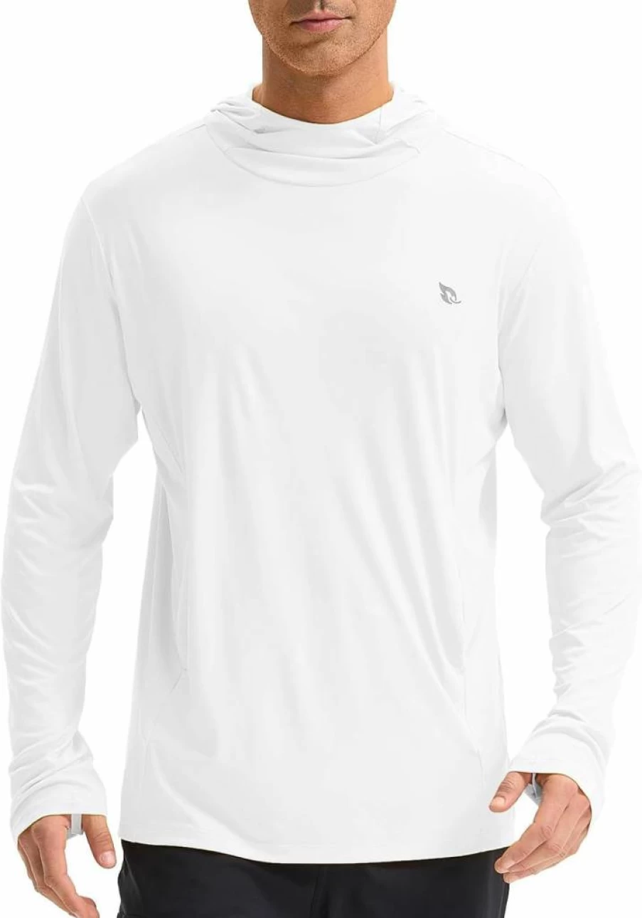 Baleaf Men's UPF 50+ Sun Protection Hoodie with Kangaroo Pocket - UV SPF Performance Fishing Shirt Long Sleeve Rash Guard