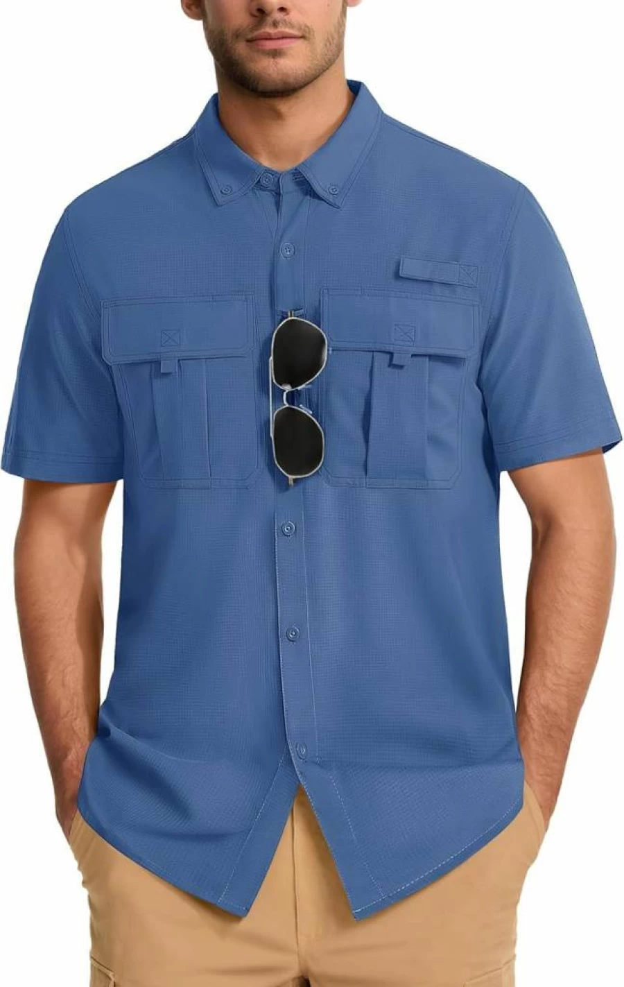 MAGCOMSEN Men's UPF 50+ Sun Protection Shirt Quick Dry Cooling Short Sleeve Fishing Hiking Camping Safari Outdoor Shirts