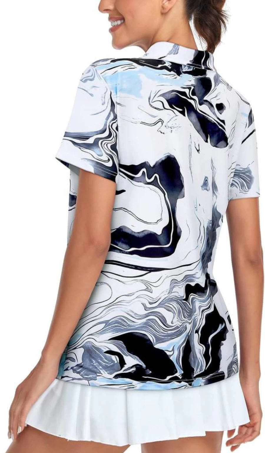 Tanst Sky Women's Moisture-Wicking Golf Polo Shirt - Short Sleeve Quarter Zip Pullover for Workouts & Sports