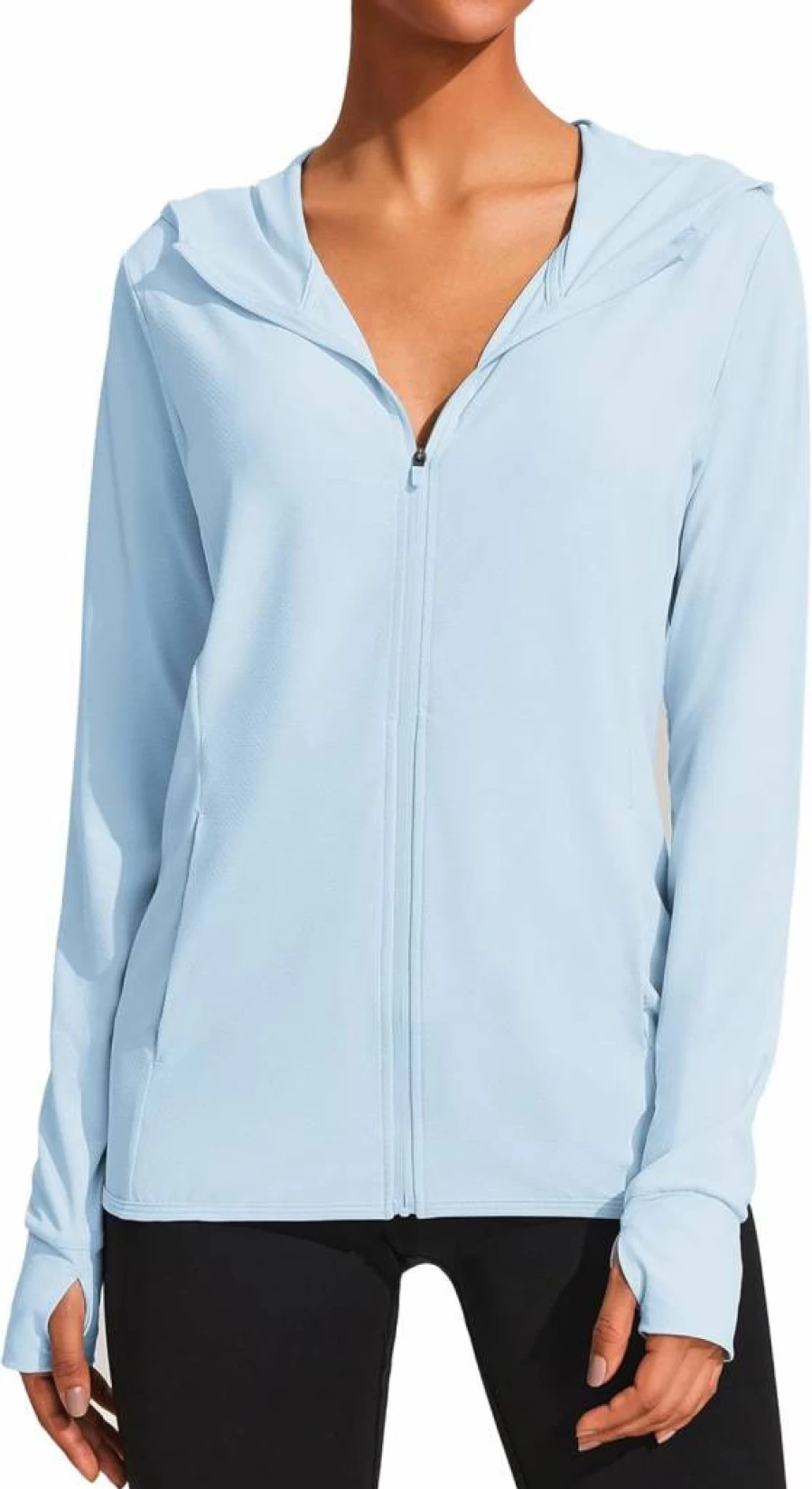 COOrun Women's UPF 50+ Sun Protection Hoodie Jacket - Full Zip Long Sleeve Active Shirt for Outdoor Hiking & Running