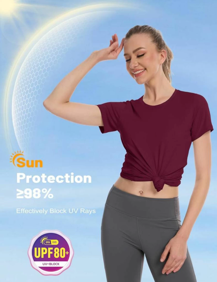 MAGCOMSEN Women's UPF 80+ Quick Dry Moisture Wicking Athletic T-Shirt - Lightweight Workout Top for Running & Outdoor Activities