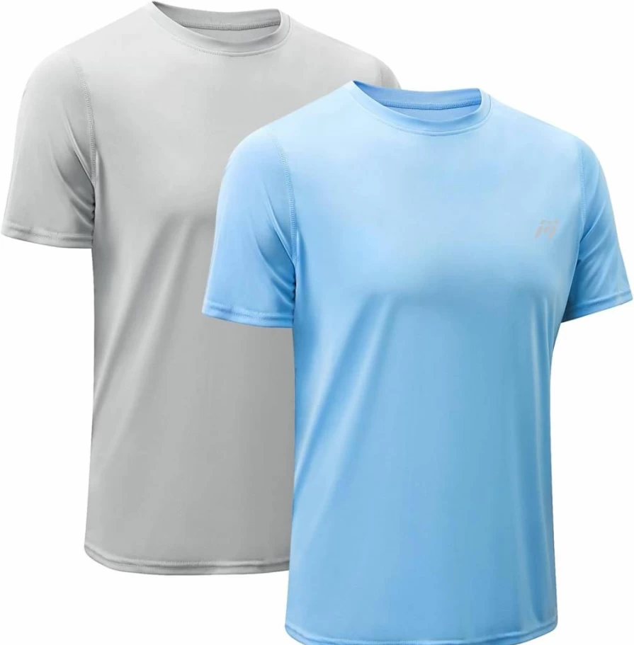 MeetHoo Men's UPF50+ Sun Protection Rash Guard Shirt - Quick Dry SPF Short Sleeve Swim Top for Swimming, Fishing & Beach Activities