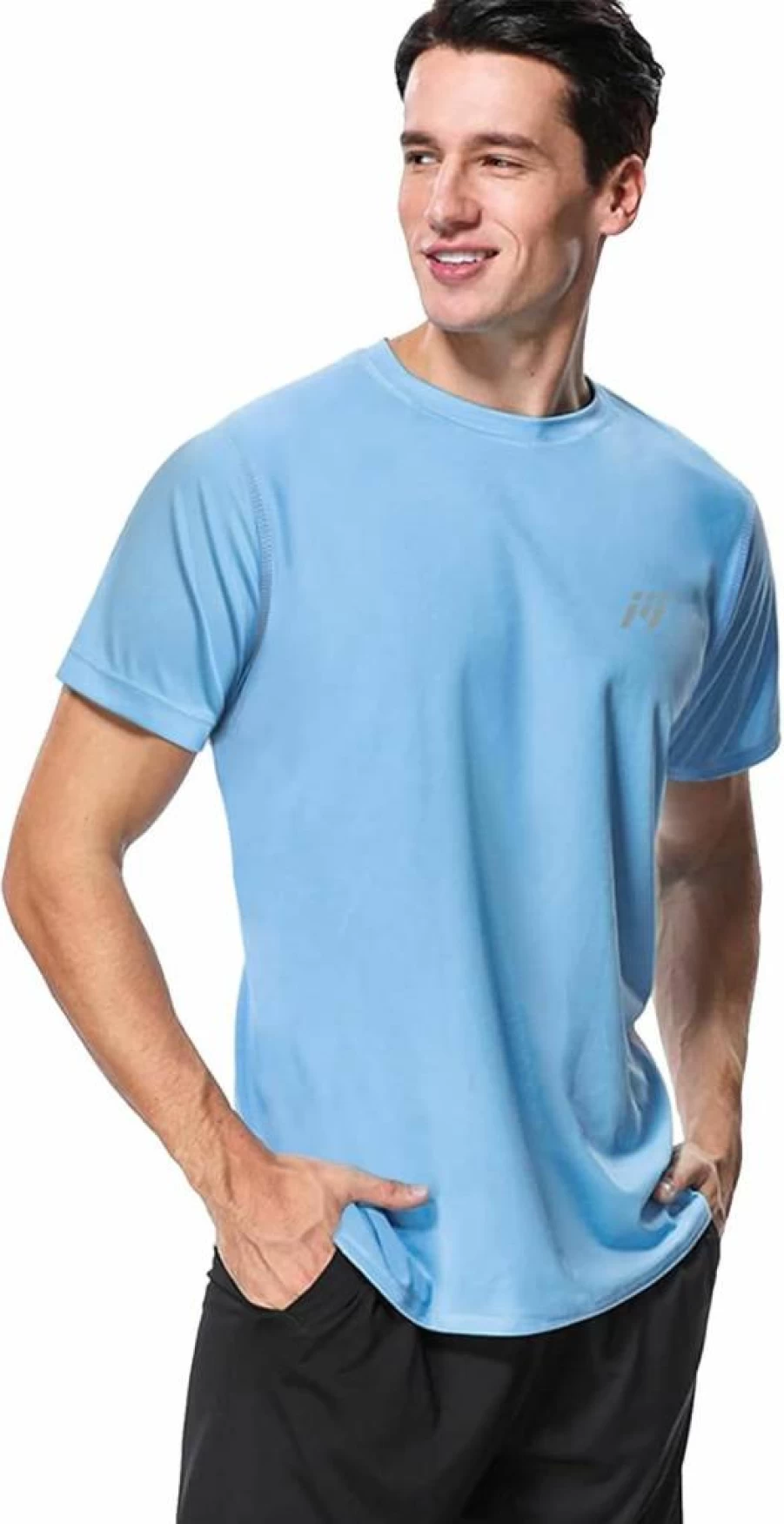 MeetHoo Men's UPF50+ Sun Protection Rash Guard Shirt - Quick Dry SPF Short Sleeve Swim Top for Swimming, Fishing & Beach Activities