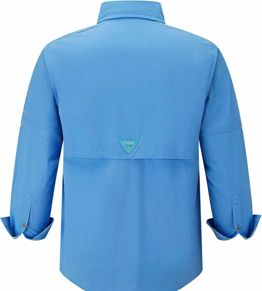 Tuna Men's UPF 50+ Sun Protection Long Sleeve Shirt - Anti-Static, Waterproof, Breathable & Quick-Dry for Hiking & Fishing
