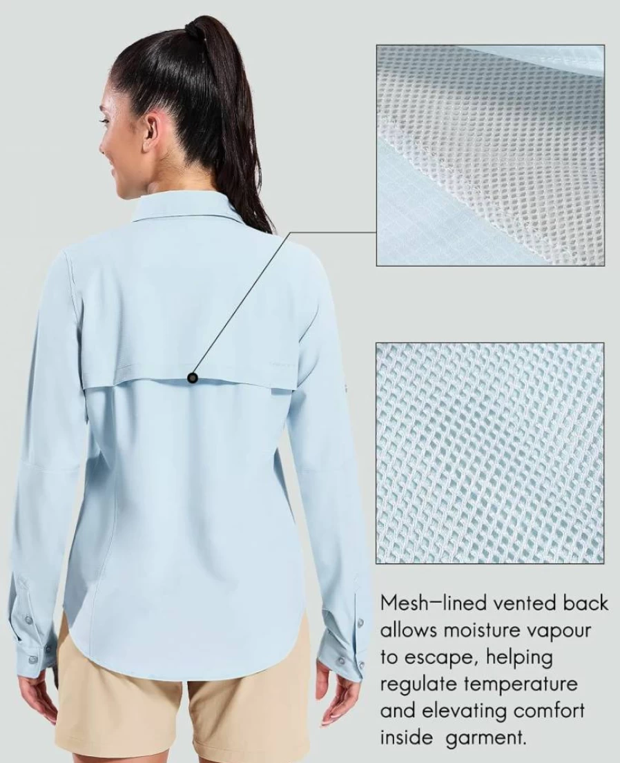Haimont Women's UPF 50+ UV Protection Long Sleeve Shirt for Hiking, Fishing, Camping & Outdoor Activities