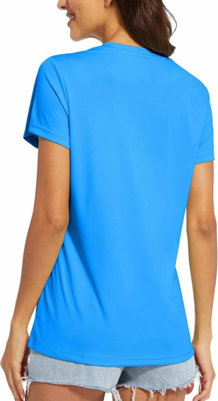 MAGCOMSEN Women's V-Neck Quick-Dry Athletic T-Shirt UPF 50+ Sun Protection Performance Top Short Sleeve Activewear