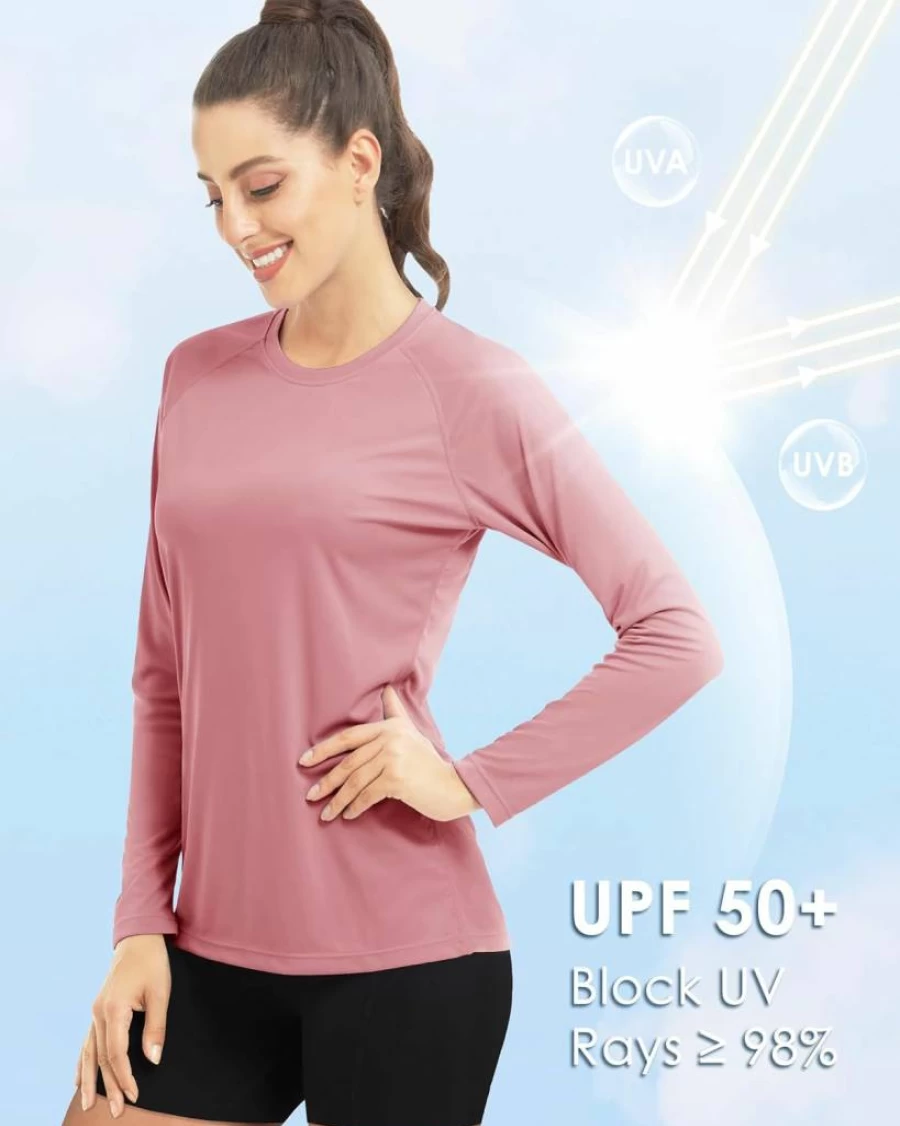 Boladeci Women's UPF 50+ Long Sleeve Rash Guard Swim Shirt - Quick Dry UV Protection Lightweight Workout Top for Swimming & Outdoor Activities