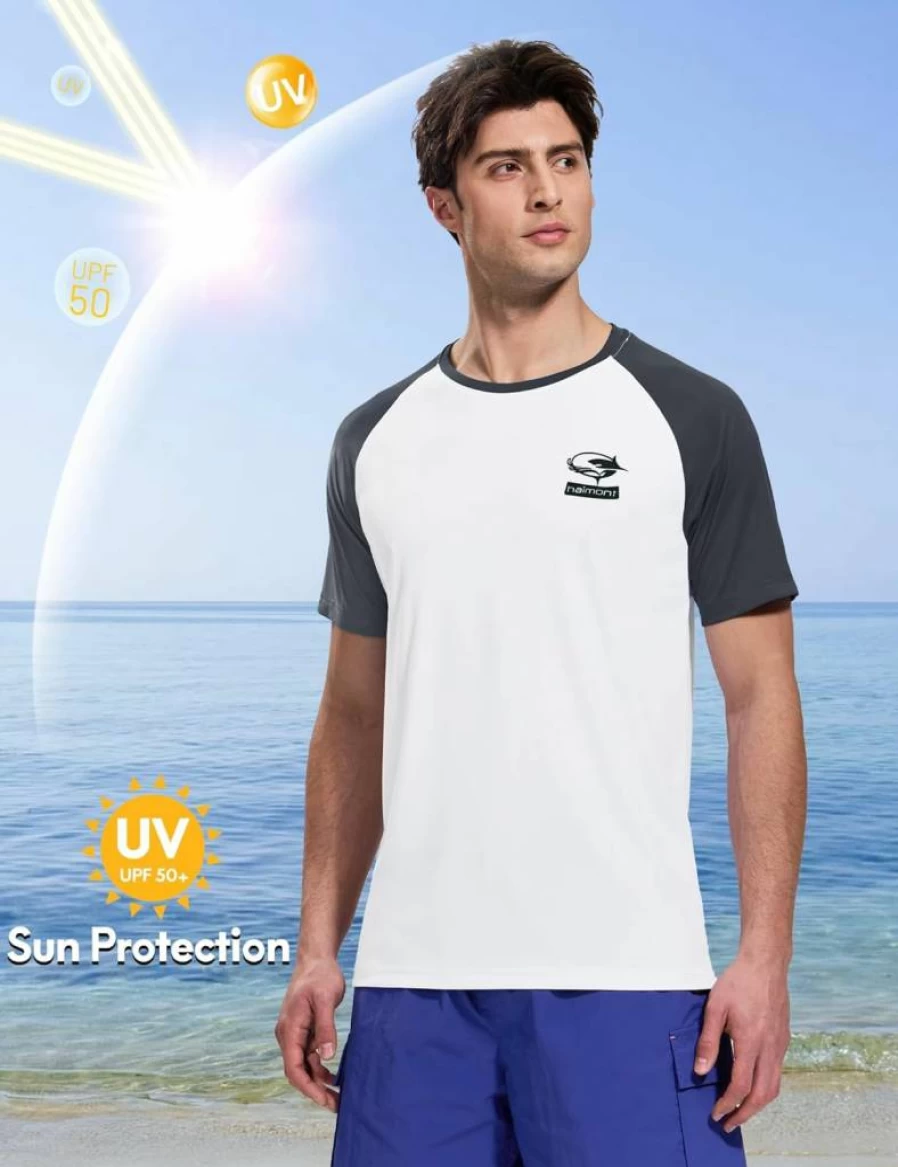 Haimont Men's UPF 50+ Quick Dry Rash Guard Shirt - Fishing, Workout, Outdoor Sun Protection Tee