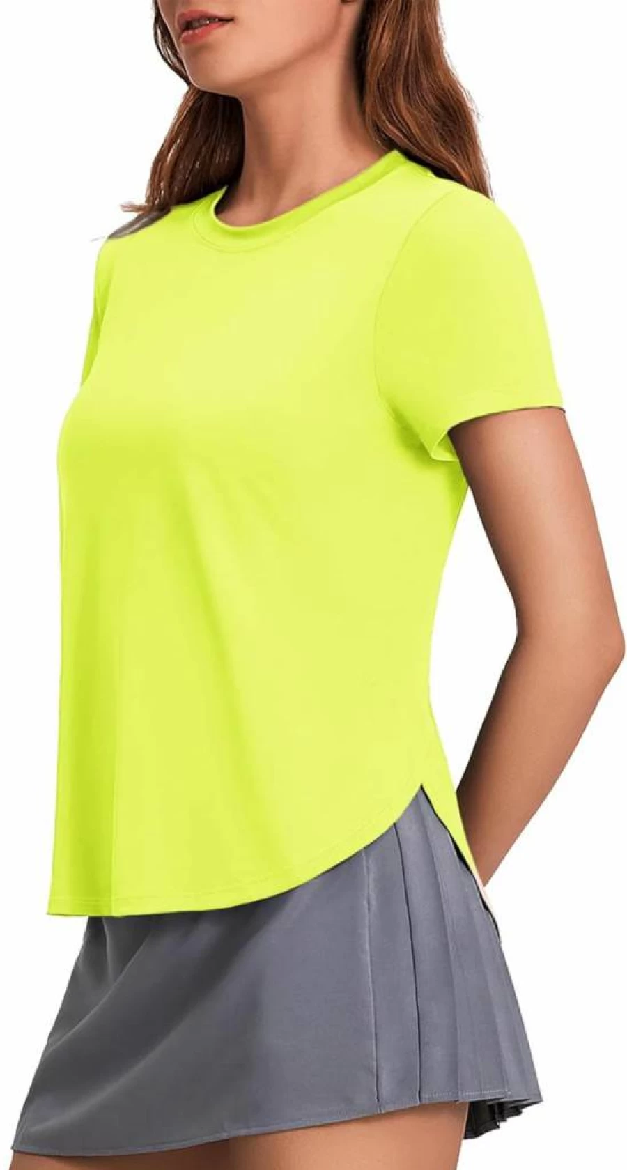 PINSPARK Women's UPF 50+ Workout Tops - Loose Fit Yoga Shirts with Side Slits for Running & Gym