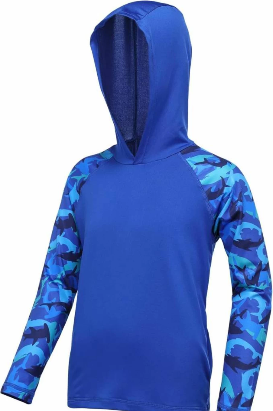 DRONIRING Boys UPF 50+ Sun Protection Hooded Rash Guard Swim Shirt Long Sleeve UV SPF Fishing Shirt for Youth Kids