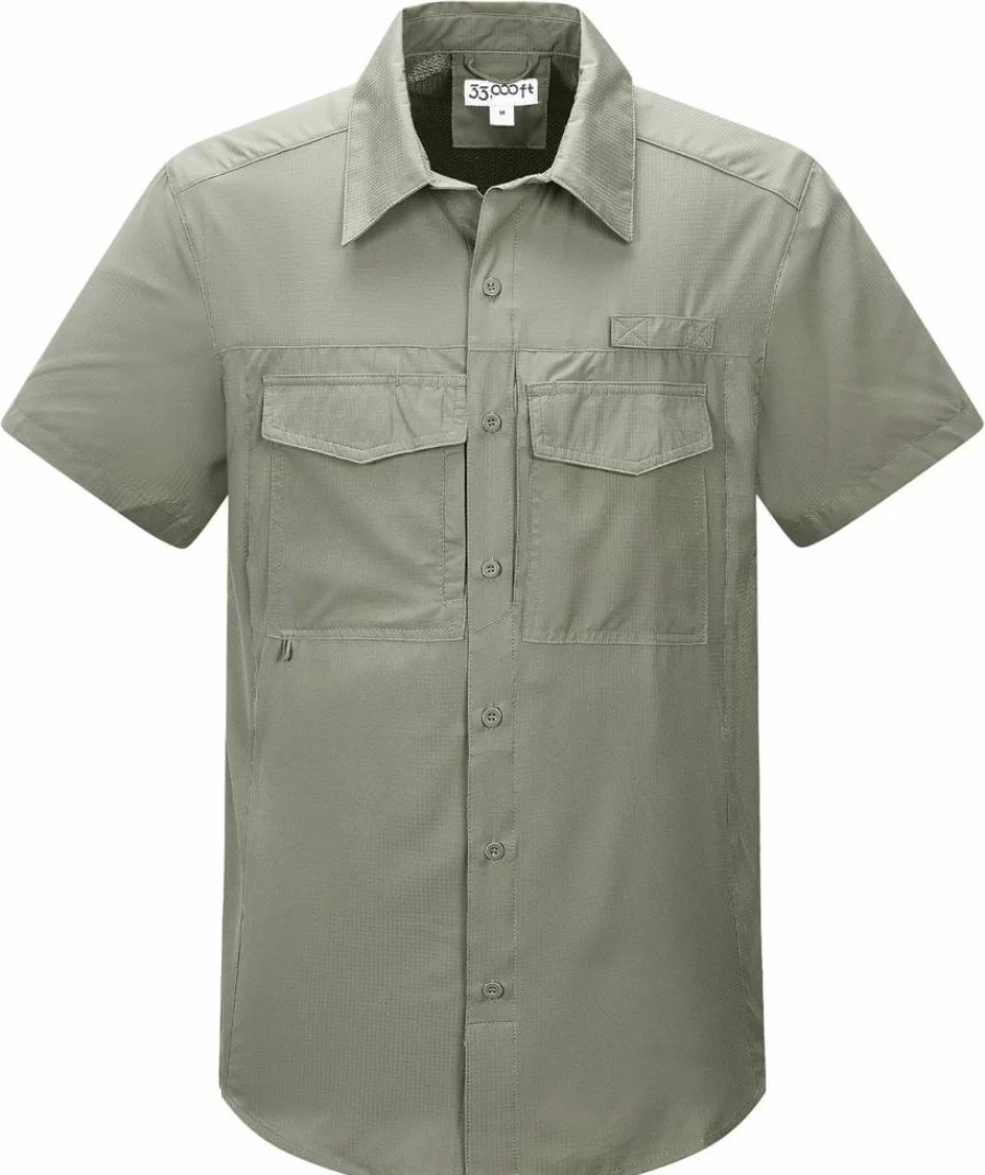 33 Men's Quick-Dry Fishing Shirt with UV Protection - Lightweight, Breathable Short Sleeve Shirt for Hiking, Safari & Outdoor Travel