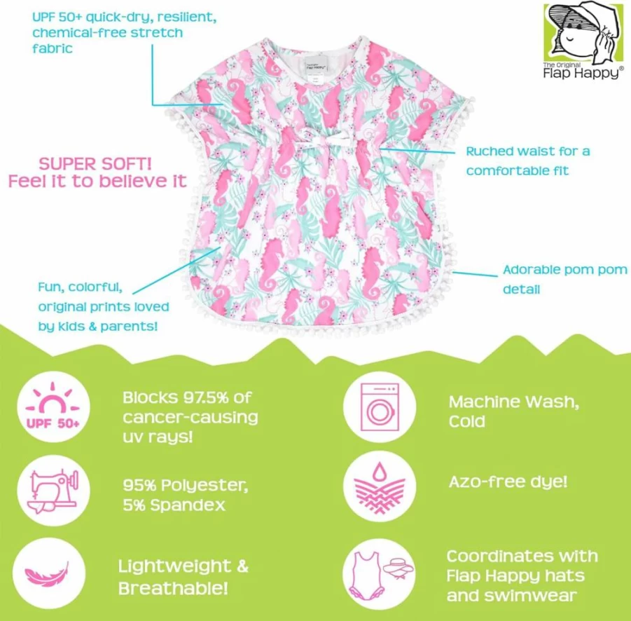 Flap Happy Girls' UPF 50+ Kaia Beach Swim Cover-Up - Sun Protective Swimwear Coverup for Kids