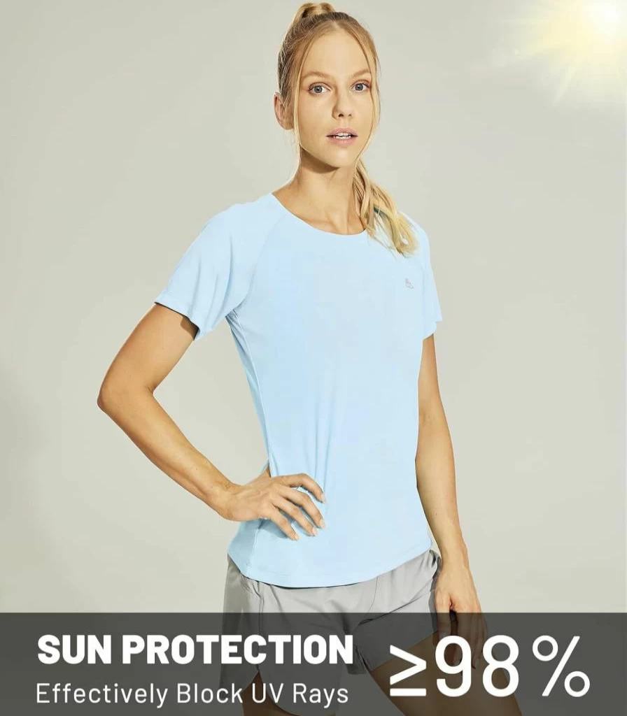 Haimont Women's UPF 50 Sun Protection Dry Fit Running Shirt - Moisture Wicking Short Sleeve Active Workout Tee for Gym & Outdoor Athletics