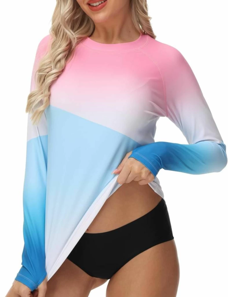 VAYAGER Women's Long Sleeve Rash Guard UPF 50+ Quick Dry Swim Shirt for Surfing, Swimming & Beach with Thumb Hole