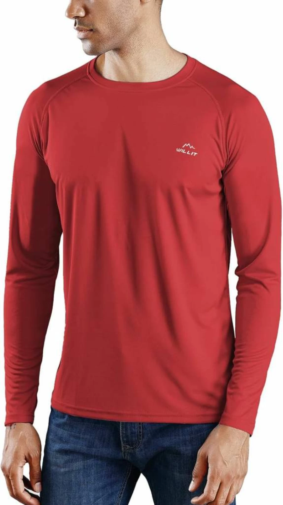 Willit Men's UPF 50+ Long Sleeve Rash Guard Swim Shirt for Sun Protection, Swimming, Hiking & Fishing