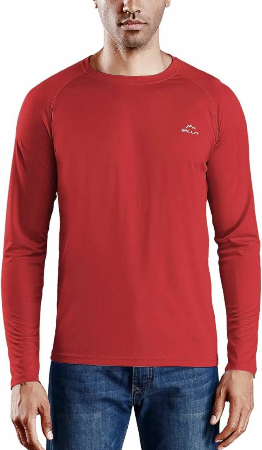 Willit Men's UPF 50+ Long Sleeve Rash Guard Swim Shirt for Sun Protection, Swimming, Hiking & Fishing