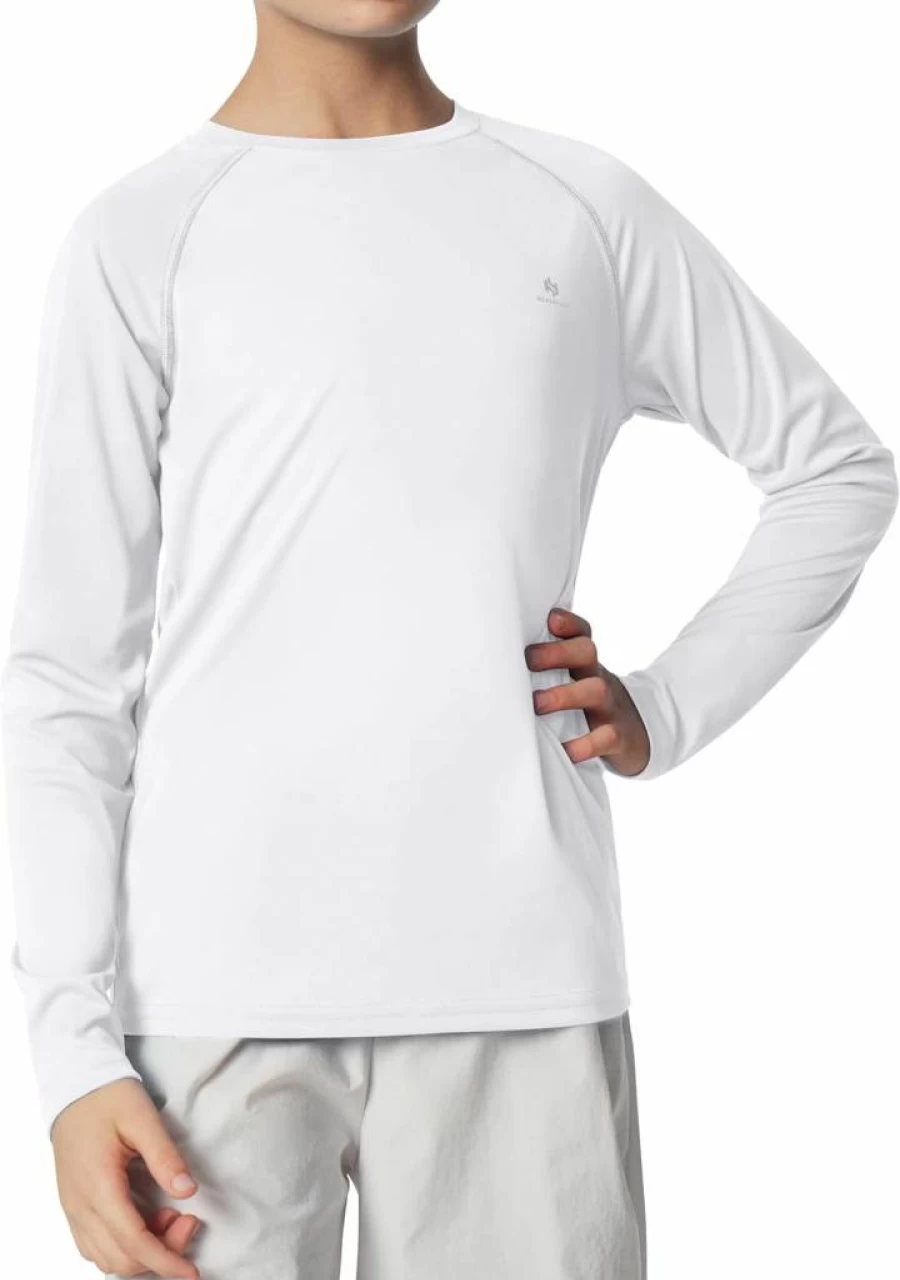 Heathyoga UPF 50+ Boys Sun Protection Swim Shirt - Long Sleeve UV Rash Guard with Hood