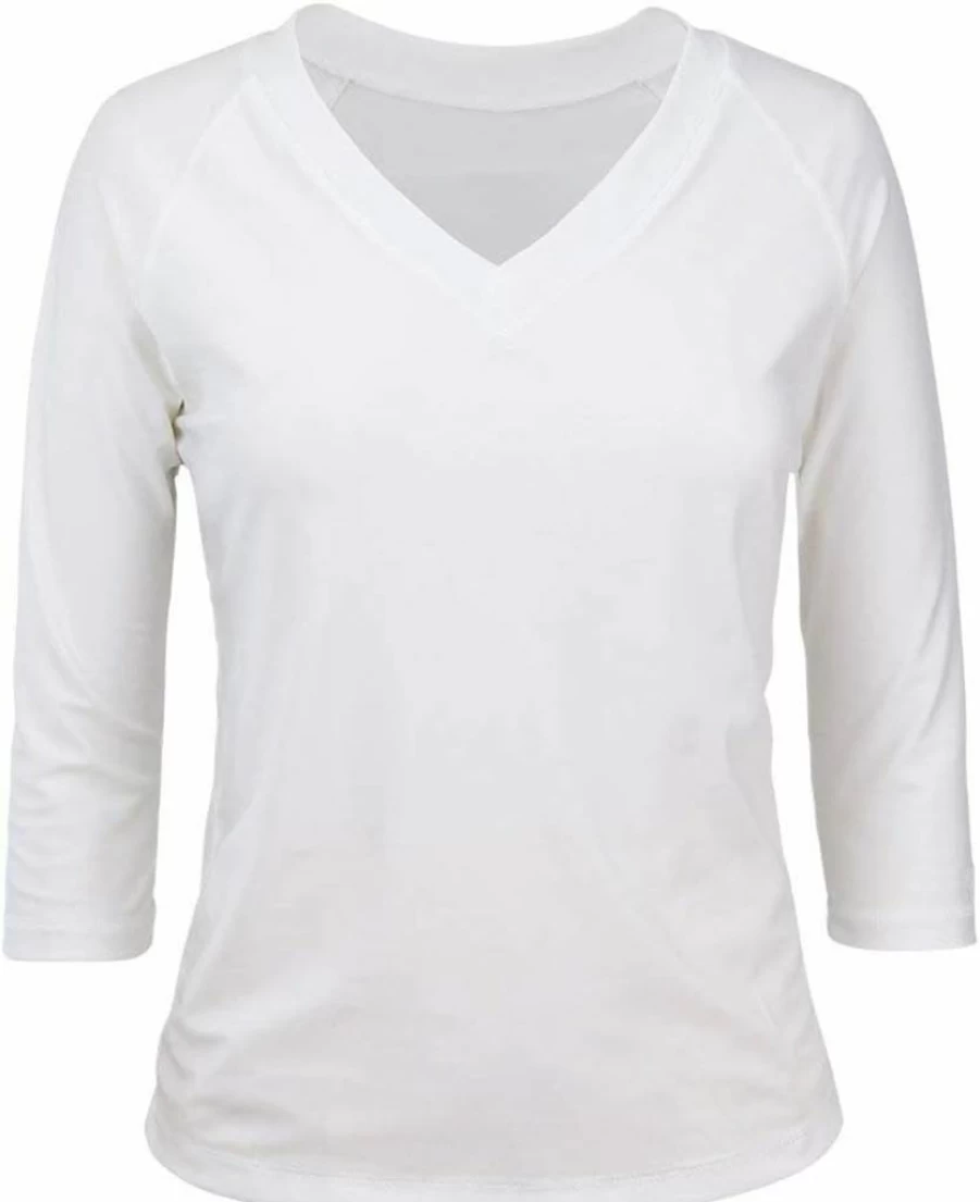 UV SKINZ Women's UPF 50+ V-Neck Rashguard Swim Shirt - Sun Protective Swim Top & Modest Swim Tee for Swimming & Beach