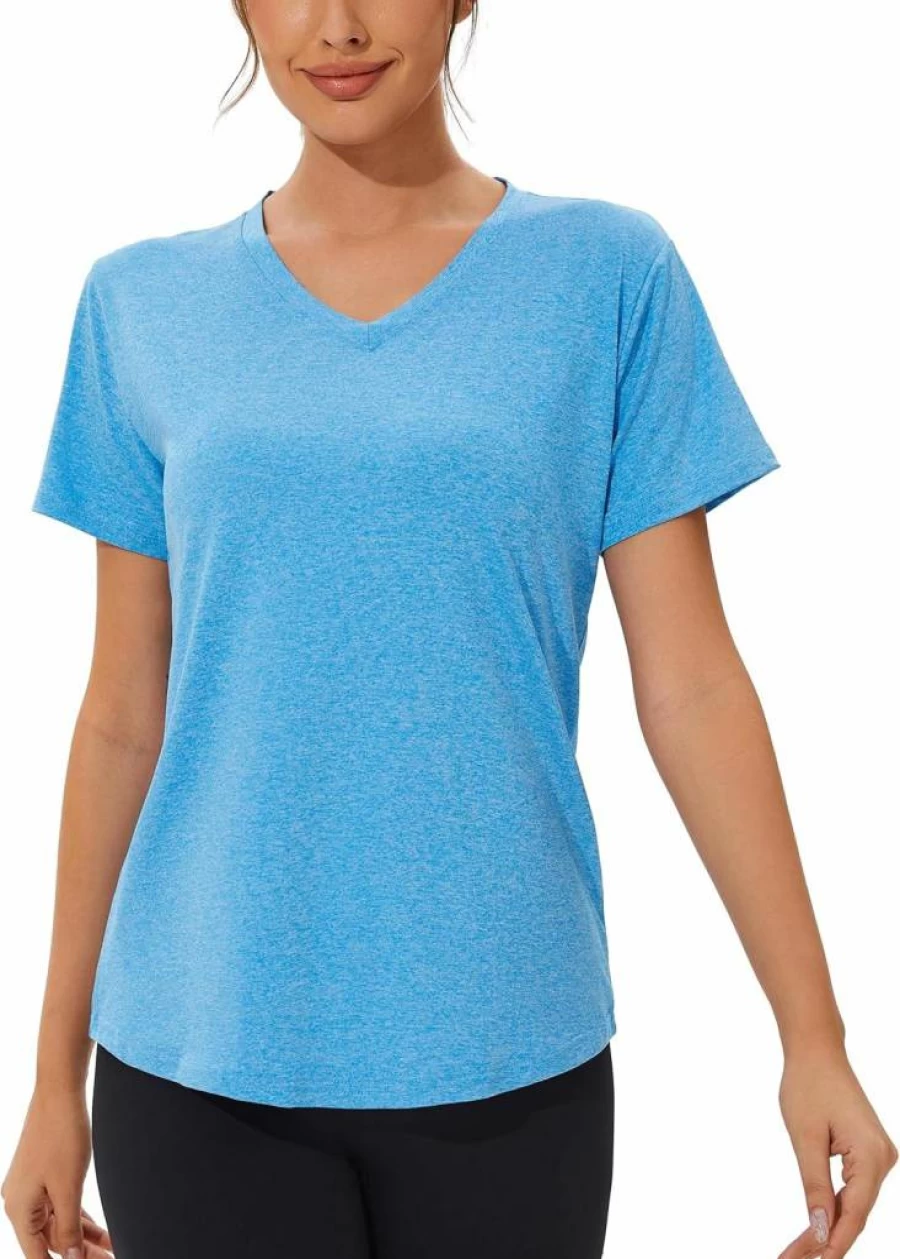 NebuKinex Women's 6-Pack V-Neck Workout T-Shirts - UPF 50+ Sun Protection, Quick Dry Athletic Tops for Gym, Running & Yoga, Lightweight Short Sleeve Activewear