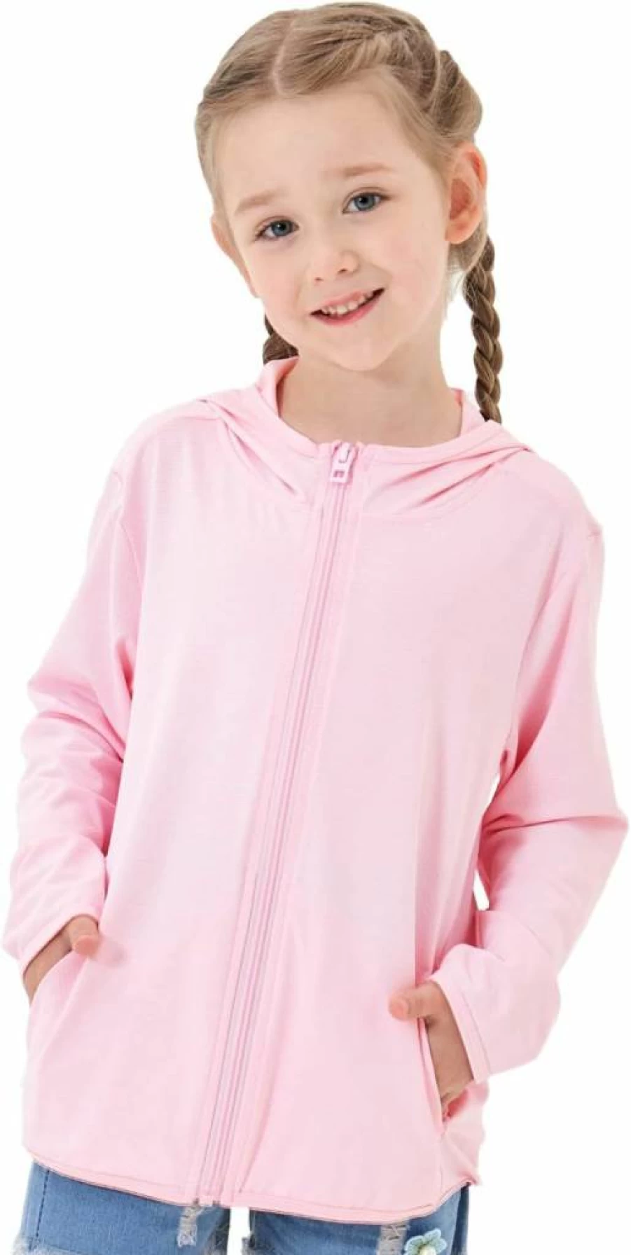 TAGIHOO Kids Sun Protection Jacket - Lightweight Hooded Windbreaker with Zipper Pockets for Boys & Girls Outdoor Activities